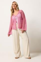 YOURS Plus Size Pink Flower Applique Cardigan | Yours Clothing 1