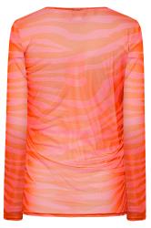 Petite Pink Zebra Print Long Sleeve Mesh Top | PixieGirl  8