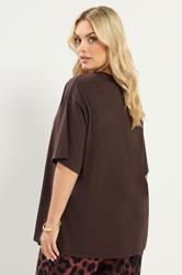 YOURS Plus Size Chocolate Brown Floral Graphic Print T-Shirt | Yours Clothing 2