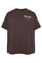 YOURS ACTIVE Plus Size Chocolate Brown 'Health & Wellness' T-Shirt | Yours Clothing 7