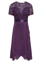 YOURS LONDON Plus Size Purple Lace Wrap Ruffle Midi Dress | Yours Clothing 5