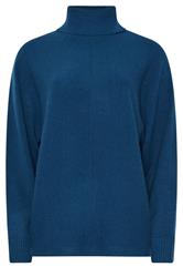 LTS Tall Teal Blue Batwing Roll Neck Jumper