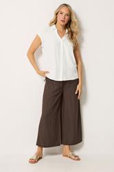 LTS Tall Women's White Shirred Detail Linen Blouse | Long Tall Sally 1