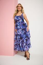 YOURS Plus Size Purple Floral Ruffle Dress | Yours Clothing 3