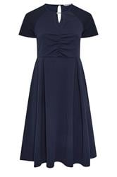 YOURS LONDON Plus Size Navy Blue Keyhole Skater Dress | Yours Clothing 5