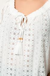 YOURS Plus Size White Tie Neck Broderie Anglaise Top | Yours Clothing 4