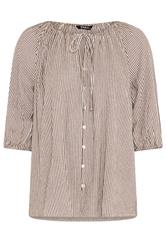 YOURS Curve Brown Stripe Tie Front Top