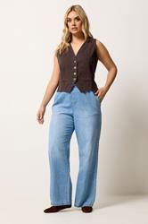 YOURS Plus Size Chocolate Brown Denim Waistcoat | Yours Clothing 1