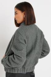 PixieGirl Petite Women's Grey Boucle Bomber Jacket | PixieGirl 2