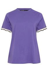 YOURS Curve Purple Metallic Crochet Trim T-Shirt