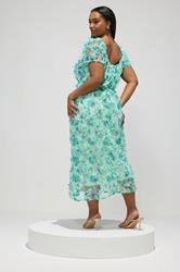 YOURS LONDON Plus Size Mint Green Floral Ruffle Maxi Dress | Yours Clothing 2