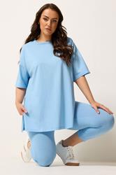 YOURS Plus Size Blue Longline T-Shirt | Yours Clothing 3