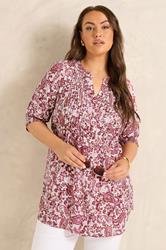 EVANS Plus Size Pink Floral Pintuck Blouse | Evans 3