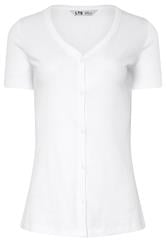 LTS Tall White Button Ribbed T-Shirt