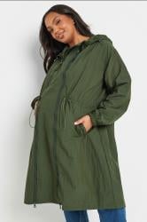 BUMP IT UP MATERNITY Plus Size Green Lightweight Parka Jacket | Yours Clothing 3