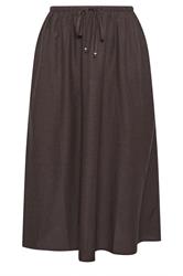 YOURS Curve Chocolate Brown Linen Maxi Skirt