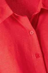 EVANS Plus Size Red Linen Shirt  | Yours Clothing 8