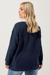 YOURS Plus Size Navy Blue '5th Avenue' Rugby Top | Yours Clothing 2