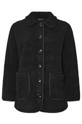 YOURS Plus Size Black Button Teddy Fleece Jacket | Yours Clothing 6