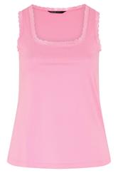 LIMITED COLLECTION Curve Pink Lace Trim Vest Top