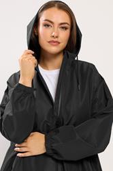 YOURS Plus Size Black Waterproof Longline Parka Jacket | Yours Clothing 4