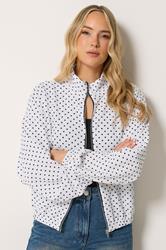 LTS Tall Women's White Polka Dot Funnel Neck Jacket | Long Tall Sally 2