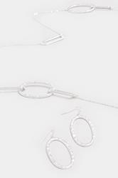 Silver Tone Abstract Hoop Necklace & Earrings Set | Yours Clothing 2