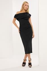 STAR Black Draped Midi Dress | StarByJM 1