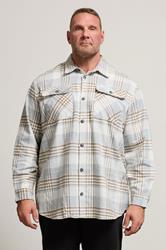 JACK & JONES Big & Tall White & Brown Check Overshirt | BadRhino 3
