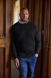 BadRhino Big & Tall Black Cable Knit Mock Shirt Jumper | BadRhino 3