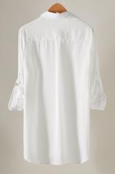 EVANS Plus Size White Tab Sleeve Shirt | Evans 7