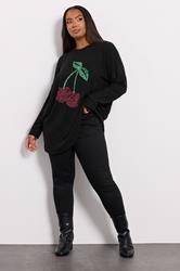 YOURS Plus Size Black Cherry Sequin Embellished Jumper | Yours Clothing 1