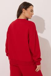 YOURS Plus Size Red 'NYC 97' Slogan Sweatshirt | Yours Clothing 4