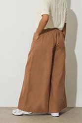PixieGirl Petite Women's Beige Brown Button Cotton Wide Palazzo Trousers | PixieGirl 2