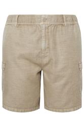 BadRhino Big & Tall Stone Brown Washed Slub Cotton Cargo Shorts