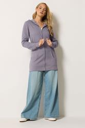 LTS Tall Women's Lilac Purple Cotton Longline Zip Hoodie | Long Tall Sally 1