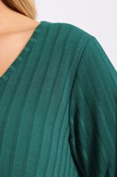 YOURS Plus Size Teal Blue Ribbed Swing T-Shirt | Yours Clothing 4