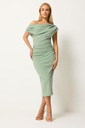 STAR Sage Green Draped Midi Dress | StarByJM 2
