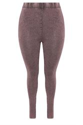 YOURS Curve Burgundy Red Acid Wash Leggings