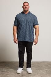 BadRhino Big & Tall Navy Blue Marl Polo Shirt | BadRhino 1