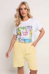 YOURS Plus Size Yellow Cool Cotton Shorts | Yours Clothing 3