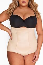 Plus Size Nude Satin Control High Waisted Full Brief | Yours Clothing 3