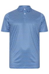 BadRhino Golf Big & Tall Blue Geometric Print Polo Shirt