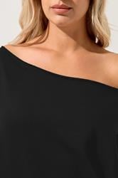 YOURS Plus Size Black Off Shoulder Sweatshirt | Yours Clothing 4