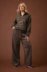 YOURS Plus Size Chocolate Brown Faux Suede Wide Leg Trousers | Yours Clothing 3