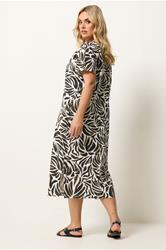 YOURS Plus Size Natural Brown & Green Leaf Print Dress | Yours Clothing 2