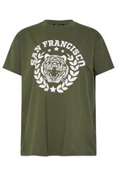 LTS Tall Khaki Green Cotton 'San Francisco' Slogan Cotton T-Shirt