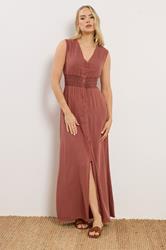 LTS Tall Women's Rust Orange Shirred Waist Maxi Dress | Long Tall Sally 3