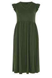 YOURS Curve Khaki Green Broderie Sleeve Maxi Dress