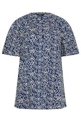 LTS Tall Navy Blue Geometric Placket Blouse | Long Tall Sally 5